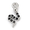 Brass Micro Pave Cubic Zirconia Charms, Snake, Cadmium Free & Lead Free, Long-Lasting Plated, Rack Plating, Platinum, 10.5x5x2mm, Hole: 1mm