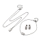 304 Stainless Steel Sets, Necklace, Bracelet, Stud Earrings, Rectangle, Stainless Steel Color, 19.76 inch(50.2cm)