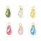 Electroplate Glass Pendants, Teardrop, with Iron Loop, Facted, Golden, 23x10mm, Hole: 3.5mm