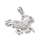 Brass Micro Pave Cubic Zirconia Pendants, Cadmium Free & Nickel Free & Lead Free, Horse, Real Platinum Plated, 16.5x21.5x4mm, Hole: 5x3mm