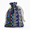 Polycotton(Polyester Cotton) Packing Pouches Drawstring Bags, Blue, 14x10cm