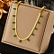 304 Stainless Steel Flat Snake Chain Necklaces, with Green Cubic Zirconia Rectangle Tassel, Golden, 15.35 inch(39cm)