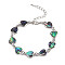 Colorful Abalone Shell Bracelet and Heart-shaped Love Bracelet, Teal