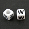 Letter Acrylic European Beads, Horizontal Hole, Cube, Letter.W, 10x10x10mm, Hole: 3.5~4mm, about 59pcs/50g