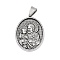 304 Stainless Steel Pendants, Oval with St. Joseph Charm, Antique Silver, 36x26x5.5mm, Hole: 8x4mm