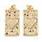 Brass Micro Pave Cubic Zirconia Pendants, Cadmium Free & Lead Free, Rectangle with Heart, Real 18K Gold Plated, Colorful, 40.5x19x3mm, Hole: 3mm
