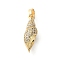 Brass Micro Pave Cubic Zirconia Pendants, Golden, Shell Shape, 21.5x7mm, Hole: 4.5x2.5mm