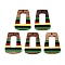 Jamaican Colour Epoxy Resin & Walnut Wood Pendants, Geometric Charms, Trapezoid, 37.5x27.5x3.5mm, Hole: 2mm