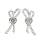 Rack Plating Brass Micro Pave Clear Cubic Zirconia Stud Earrings for Women, Cadmium Free & Lead Free, Long-Lasting Plated, Heart, Platinum, 20x8.5mm