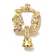 Brass Micro Pave Cubic Zirconia Fold Over Clasps, Nickel Free, Flat Round with Butterfly, Real 18K Gold Plated, Colorful, 26x16.5x6mm, Hole: 4.5mm