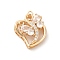 Brass with K9 Glass Pendants, Golden Peach Hearts with Butterfly Charms, Crystal, 18x14.8x5mm, Hole: 1.4mm