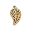 304 Stainless Steel Pendants, Hollow Leaf Charm, PVD Vacuum Plating, Real 18K Gold Plated, 20.5x11x1.5mm, Hole: 1.6mm