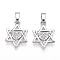 Brass Micro Pave Cubic Zirconia Pendants, Cadmium Free & Lead Free, Star Charms, Platinum, 16~16.5x12~12.5x2~2.5mm, Hole: 2~2.5x5mm