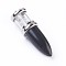 Natural Obsidian Big Pointed Pendants, with Platinum Tone Brass Findings, Bullet, 50~53x16~17mm, Hole: 5x7~8mm