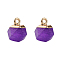 Natural White Jade Charms, with Top Golden Plated Iron Loops, Star Cut Round Beads, Dyed, 12x10x10mm, Hole: 1.8mm