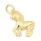 Brass Charms, Long-Lasting Plated, Lead Free & Cadmium Free, Rack Plating, with Jump Ring, Real 18K Gold Plated, Horse, 14.5x13x3.5mm, Hole: 3mm