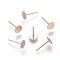 304 Stainless Steel Stud Earring Findings, Flat Round, Rose Gold, 6x0.3mm, Pin: 0.7mm