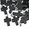 Dyed & Heated Natural Black Agate Pendants, with Stainless Steel Snap On Bails, Cross, 29~30x18~19x5~6mm, Hole: 6x4mm