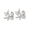 304 Stainless Steel Rhinestone Pendants, Cat Shape Charms, Stainless Steel Color, 16.5x16x3.5mm, Hole: 1.6mm
