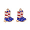 American Flag Style Alloy Enamel Pendants, Light Gold, Boots Charm, Blue, 19.5x14x1.5mm, Hole: 2mm