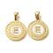Ion Plating(IP) 304 Stainless Steel Pendants, Flat Round Shell Charms with Letter, Golden, Letter E, 20.5x17.5x1.5mm, Hole: 2.5x4.5mm