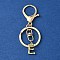 Alloy Initial Letter Charm Keychains, with Alloy Clasp, Golden, Letter E, 8.5cm