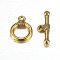 Tibetan Style Alloy Toggle Clasps, Cadmium Free & Nickel Free & Lead Free, Antique Golden, 15x11mm, Hole: 2mm