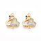 Brass Micro Pave Cubic Zirconia Connector Charms, Cadmium Free & Nickel Free & Lead Free, Swan with Heart, Real 18K Gold Plated, 15x12.5x2.5mm, Hole: 1mm