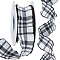 10 Yards Linen Tartan Printed Ribbon, Ruffled Ribbon, Black, 1-1/2~1-5/8 inch(39~40mm)