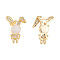 Brass Micro Pave Clear Cubic Zirconia Pendants, with Glass, Nickel Free, Rabbit, Real 18K Gold Plated, 17.5x11.5x7mm, Hole: 1.6mm