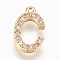 Brass Letter Pendants, with Cubic Zirconia, Lead Free & Cadmium Free & Nickel Free, Long-Lasting Plated, Golden, Letter.C, 15x8.5x2mm, Hole: 1.2mm