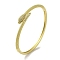 Brass Pave Clear & Green Cubic Zirconia Snake Hinged Bangle for Women, Real 18K Gold Plated, Inner Diameter: 2x2-1/4 inch(5.05x5.68cm)