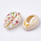 Printed Cowrie Shell Beads, No Hole/Undrilled, Colorful, 20~25x14~16x5~7mm