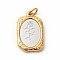 PVD Vacuum Plating 304 Stainless Steel Pendants, with Jump Rings, Rectangle with Rose, Golden, 23x14.5x3mm, Hole: 4mm