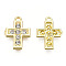 Rack Plating Alloy Pendants, with Crystal Rhinestone, Cadmium Free & Nickel Free & Lead Free, Cross, Light Gold, 21.5x16x2.5mm, Hole: 1.8mm