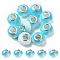 Glass European Beads, Large Hole Beads, with Silver Tone Brass Double Cores, Faceted Rondelle, Light Sky Blue, 14x9mm, Hole: 5mm