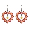 304 Stainless Steel Dangle Earring, with Glass Seed, Heart, Stainless Steel Color, Red, 55x42mm