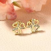 Серьги-гвоздики из латуни с микропаве из прозрачных кубических цирконий EJEW-C126-02G