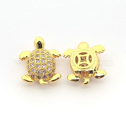 Латунные микро проложить кубического циркония черепаха шарики ZIRC-L007-42G-1