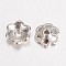 Alloy Bead Caps Enamel Settings, 6-Petal Flower, Platinum, 6x2mm, Hole: 1mm