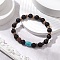 Natural Lava Rock & Rudraksha & Coconut & Howlite Beads Stretch Couples Bracelets for Women, Inner Diameter: 2-1/8 inch(5.5cm)