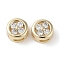 Brass Micro Pave Clear Cubic Zirconia Beads, Cadmium Free & Nickel Free & Lead Free, Flat Round with Flower Pattern, Real 18K Gold Plated, 5.5x3.5mm, Hole: 2.5x0.9mm