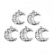 Non-Tarnish 201 Stainless Steel Pendant Cabochon Settings, Moon, Stainless Steel Color, Tray: 5~12mm, 30x25x3.5mm, Hole: 1.8mm
