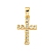Brass Micro Pave Cubic Zirconia Pendants, Cadmium Free & Nickel Free & Lead Free, Cross Charms, Real 18K Gold Plated, 17x11x2mm, Hole: 4.5x2.5mm