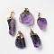 Natural Amethyst Pendants, Raw Rough, Nuggets, 30.5~43x16~28x13~16mm