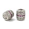 Brass Micro Pave Cubic Zirconia European Beads, Large Hole Beads, Barrel, Rack Plating, Cadmium Free & Lead Free, Long-Lasting Plated, Platinum, Medium Violet Red, 10x9mm, Hole: 5mm