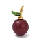 Enamel Plastic Pendants, Apple, with Brass, Cadmium Free & Lead Free, Long-Lasting Plated, Rack Plating, Real 18K Gold Plated, Dark Red, 17.5x9.5mm, Hole: 4x2mm