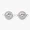 304 Stainless Steel Micro Pave Clear Cubic Zirconia Links Connectors, Flat Round with Roman Numerals, Stainless Steel Color, 17x11x4.5mm, Hole: 2mm