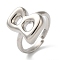 Initials Brass Open Cuff Ring for Women, Cadmium Free & Nickel Free & Lead Free, Letter B, 16.5x12.5mm, Adjustable