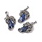 Natural Natural Lapis Lazuli Pendants, Faceted Teardrop Charms with Rack Plating Antique Silver Tone Brass Dragon, Cadmium Free & Lead Free, 39x23x8.5mm, Hole: 8x5mm
